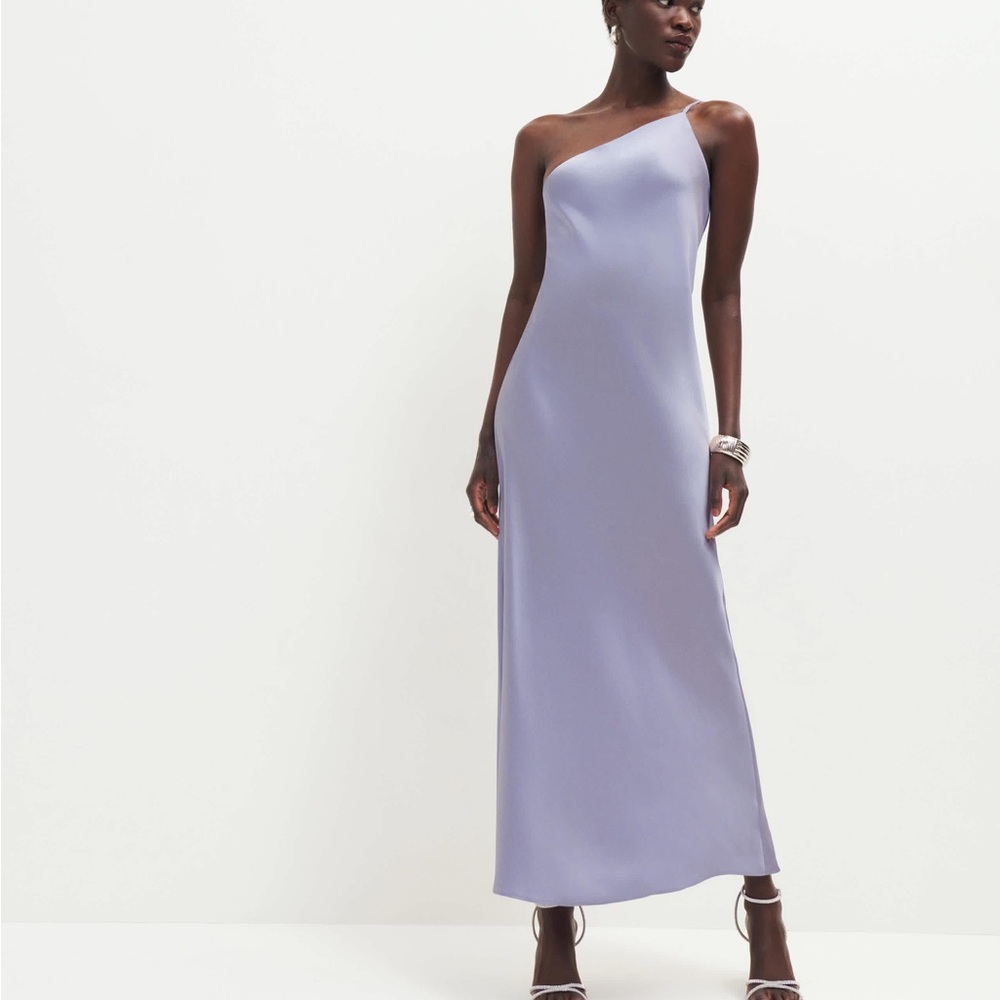 Reformation Petites Olesia One-Shoulder Lavender Dress Size 8P New Unworn